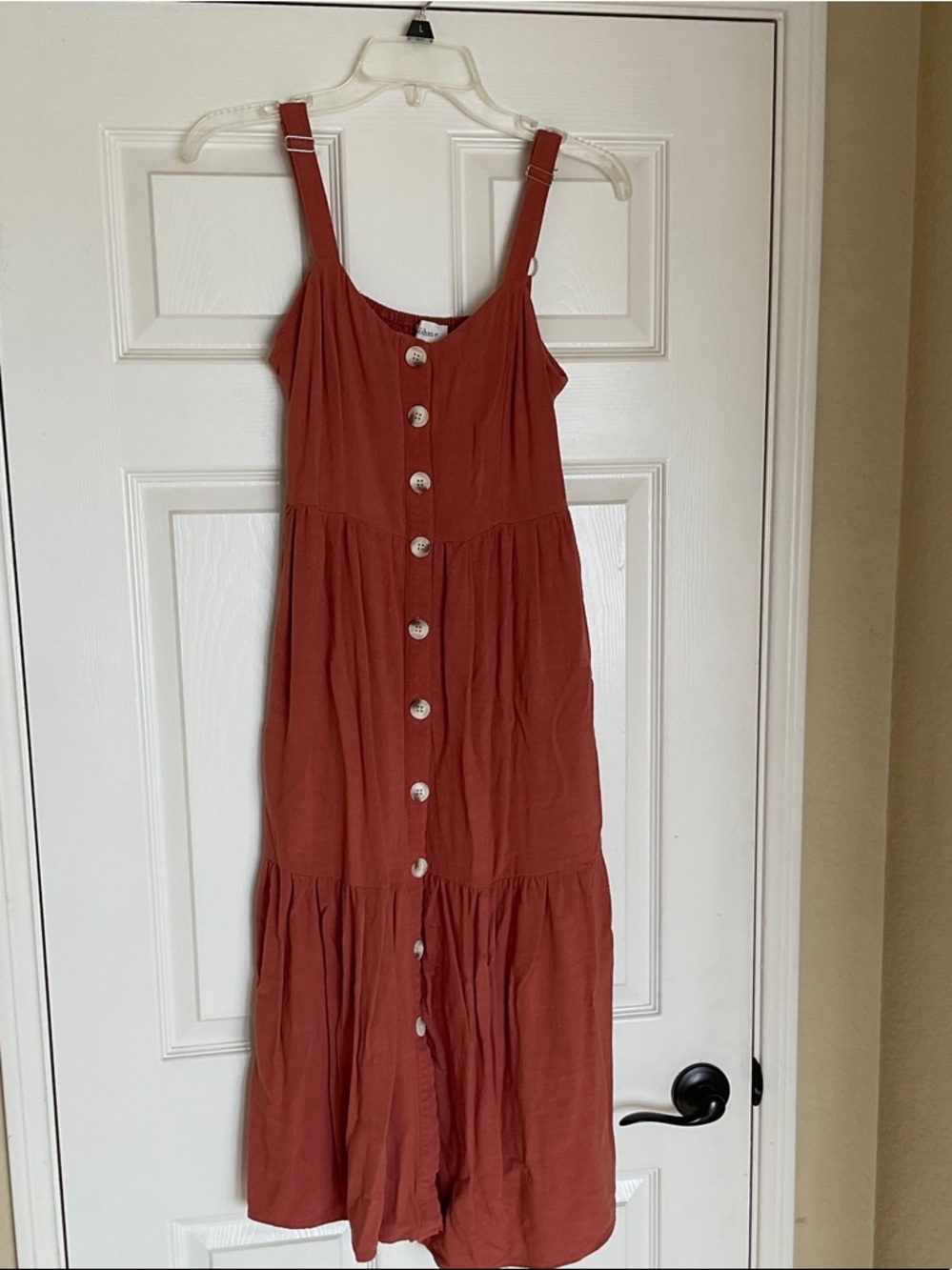 bohme Rust Button-Front Dress with Adjustable Straps- small